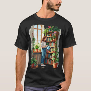 Plant Mum Gardening Book Nook - Indoor Gardening L T-Shirt