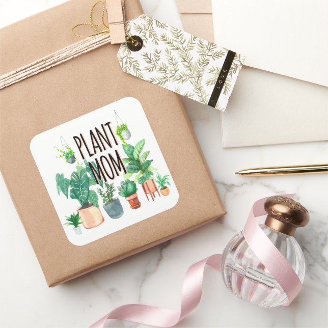 Plant Mum -Gardening, Planter Gift For Mum Square Sticker (Gifting)