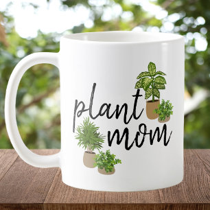 Plant Mum Green Houseplants Botanical Script Coffee Mug