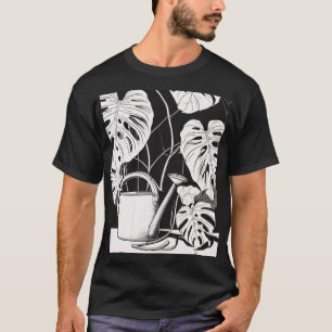 Plant Mum Minimalist Line Art Monstera Leaf Sticke T-Shirt