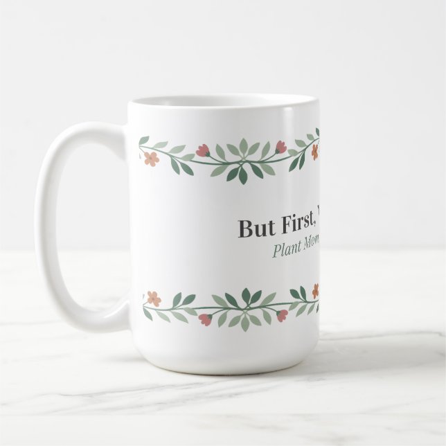 Plant Mum Mug Funny Botanical Coffee Mug (15oz) (Left)