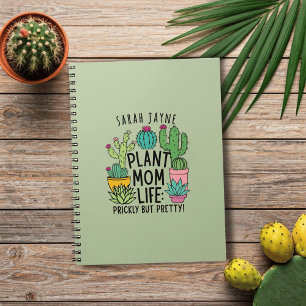 Plant Mum Prickly but Pretty Sage Green Notebook