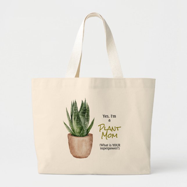 Plant Mum Superpower Large Tote Bag (Front)