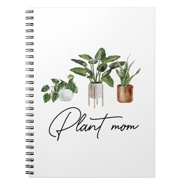 Plant Mum Watercolor House Plants Notebook (Front)