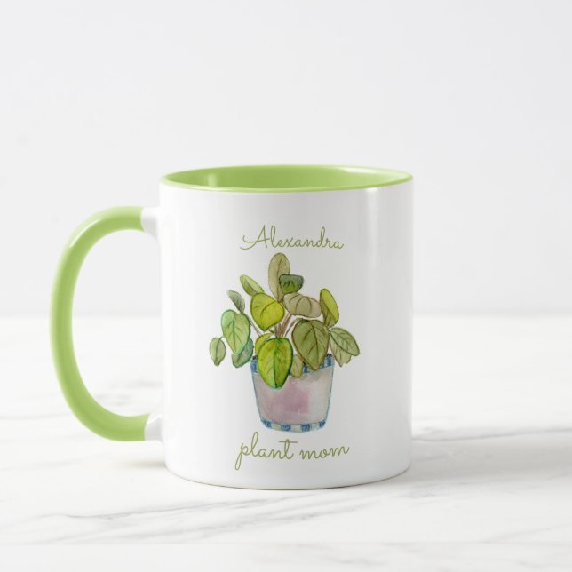 Plant Mum Watercolor Potted Houseplants Mug (Left)
