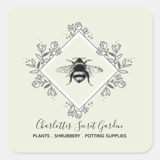 Plant Nursery Garden Supply Bee Logo Product Label (Front)