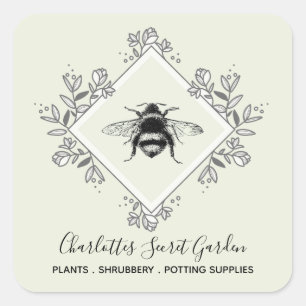 Plant Nursery Gardening Supplies Honey Bee Logo Square Sticker