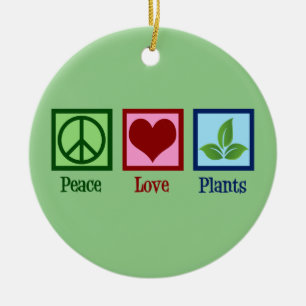 Plant Nursery Peace Love Plants Cute Green Ceramic Tree Decoration