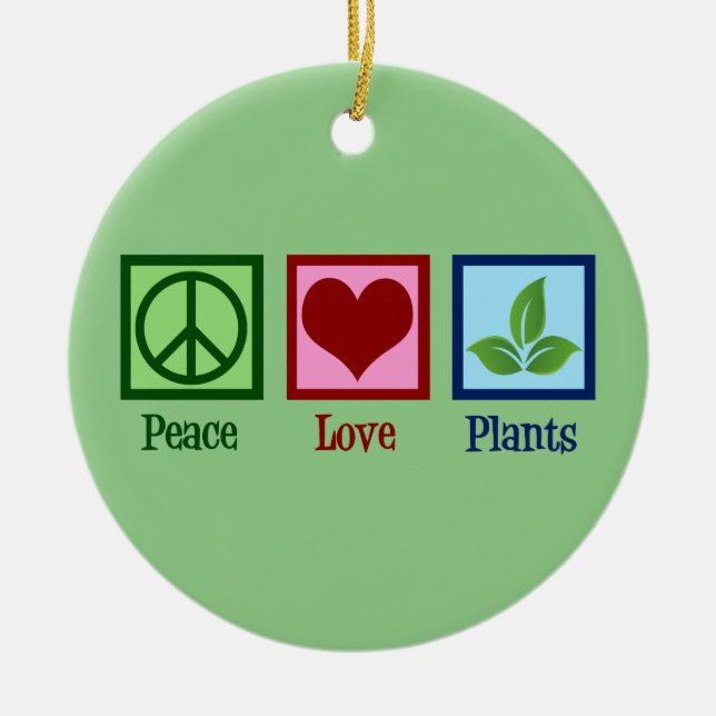Plant Nursery Peace Love Plants Cute Green Ceramic Tree Decoration (Front)