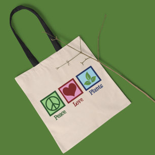 Plant Nursery Peace Love Plants Tote Bag