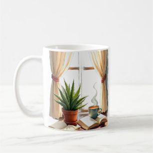Plant Parent Reading Nook Succulent and Book Cosy  Coffee Mug