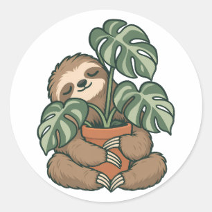 Plant Parent Sloth Hugging Monstera Sticker