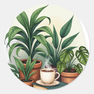 Plant Parents Cosy Reading Nook Houseplant Collect Classic Round Sticker