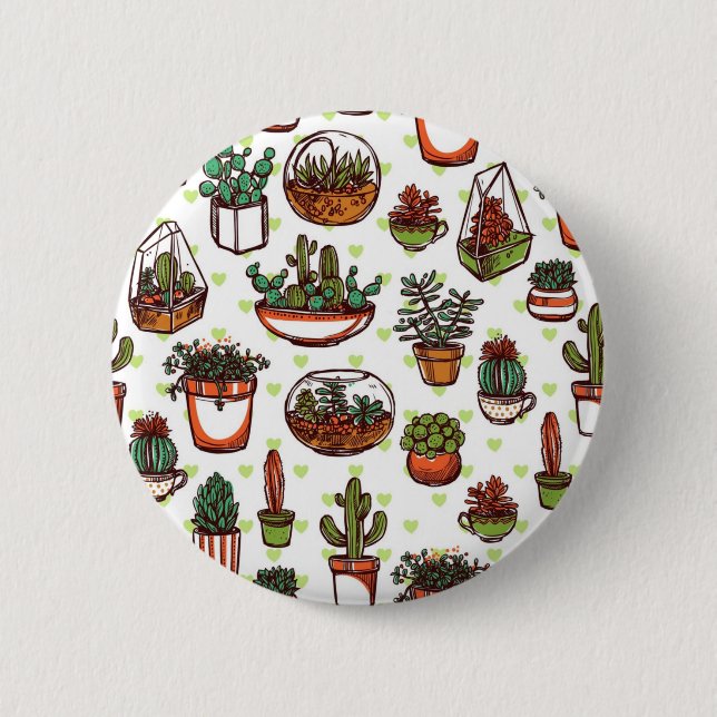 Plant pattern 6 cm round badge (Front)