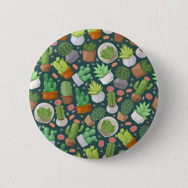 Plant pattern 6 cm round badge (Front)