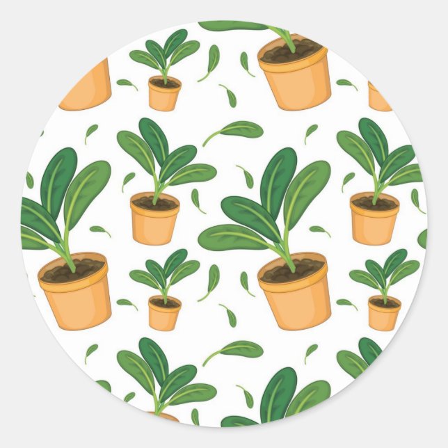 Plant pattern classic round sticker (Front)