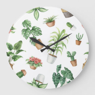 Plant pattern large clock