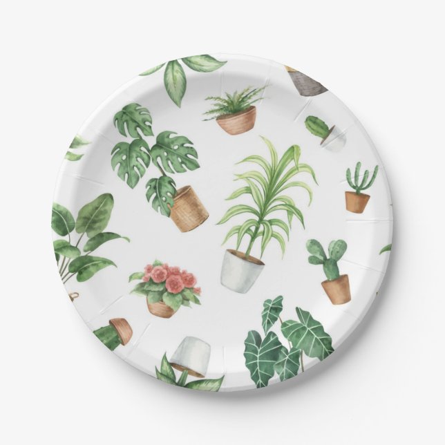 Plant pattern paper plate (Front)