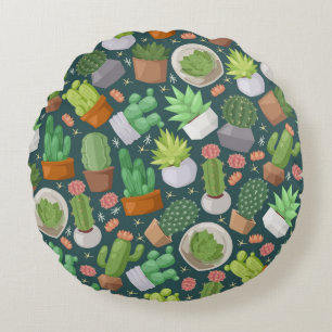 Plant pattern round cushion