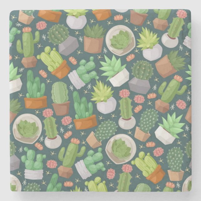 Plant pattern stone coaster (Front)