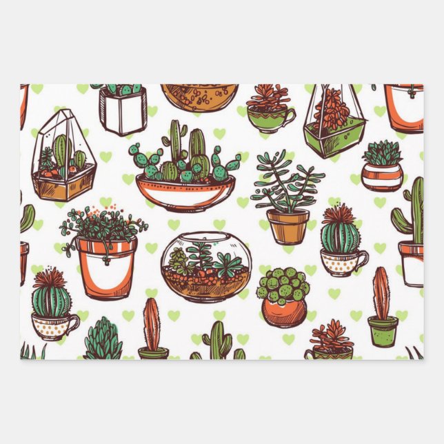 Plant pattern wrapping paper sheet (Front)