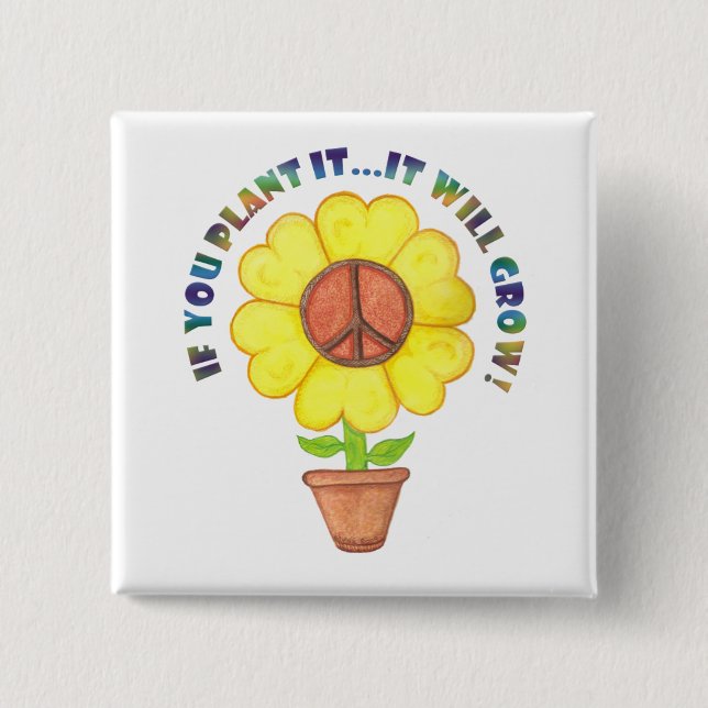 Plant Peace 15 Cm Square Badge (Front)