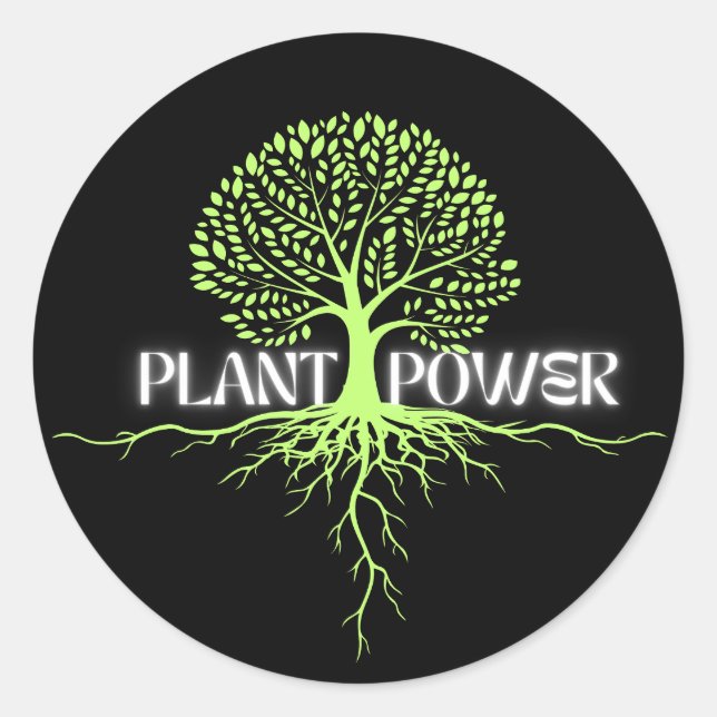 Plant Power. Going Vegan Classic Round Sticker (Front)