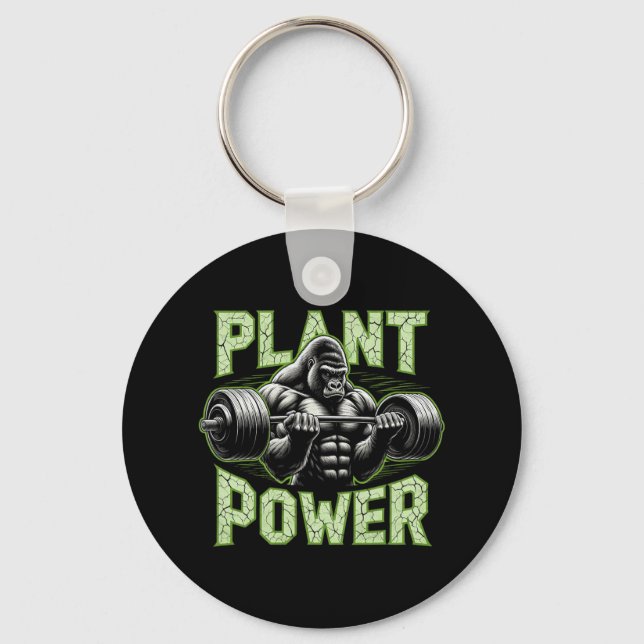 Plant Power Tee - Vegan And Vegetarian Gym Workout Key Ring (Front)