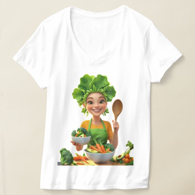 Plant-Powered Chef – Cooking with Kindness T-Shirt (Laydown)