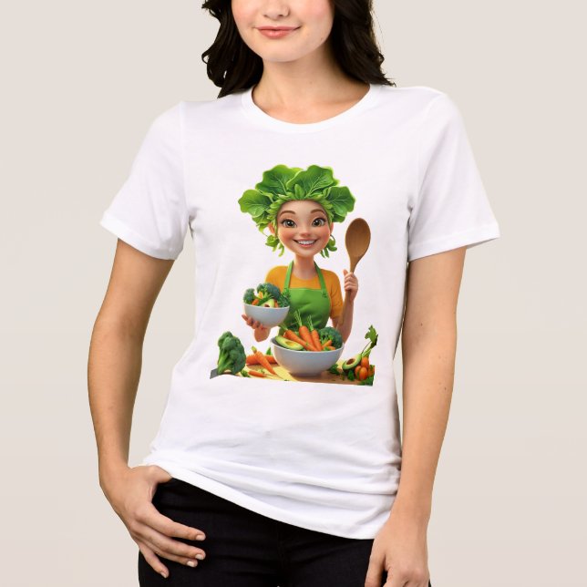 Plant-Powered Chef – Cooking with Kindness Tri-Blend Shirt (Front)