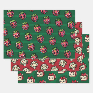 Plant-powered cuteness wrapping paper sheet
