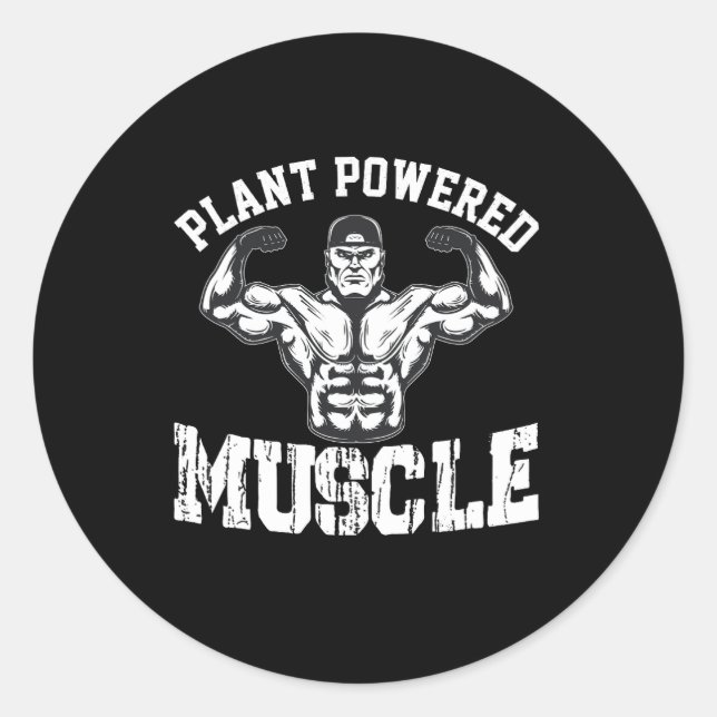 plant powered muscle classic round sticker (Front)