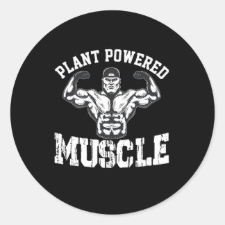 plant powered muscle classic round sticker