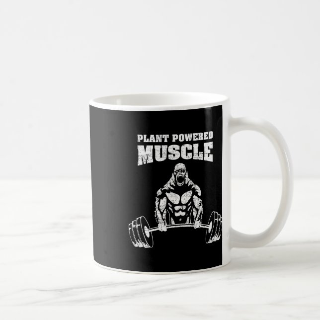 Plant Powered Muscle Vegan Power Bodybuilding Gym  Coffee Mug (Right)
