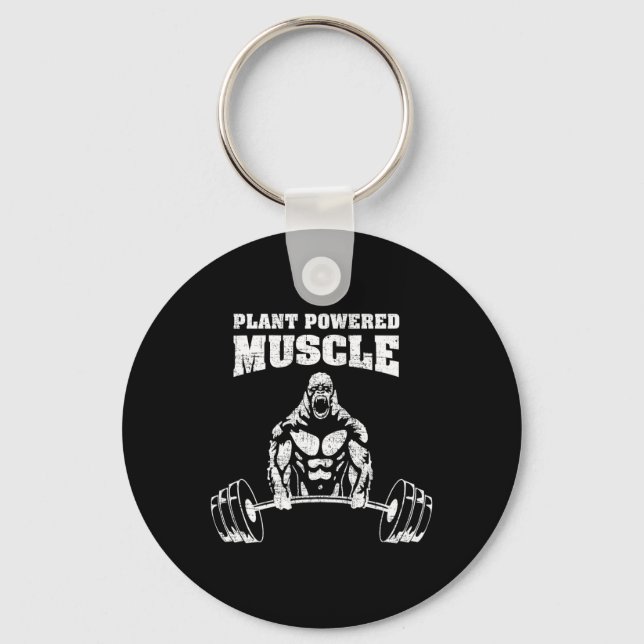 Plant Powered Muscle Vegan Power Bodybuilding Gym  Key Ring (Front)