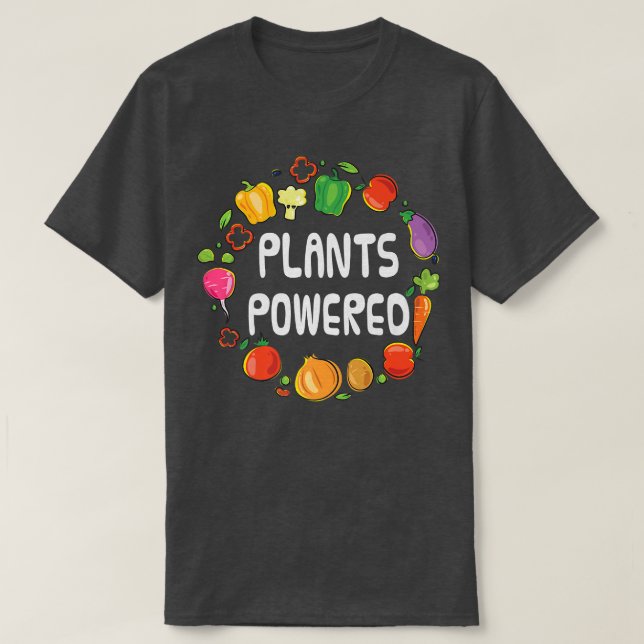 Plant Powered Vegan Tee Plant Based Vegetarian Men (Design Front)