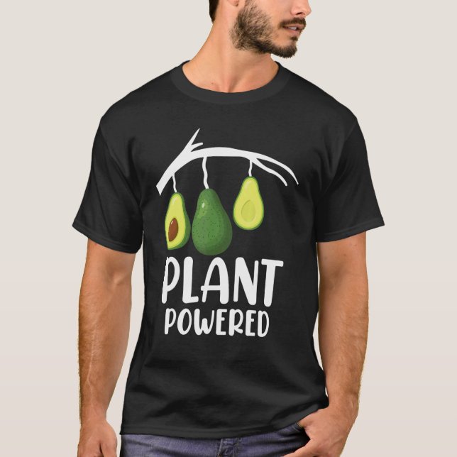Plant Powered Vegetarian Plant Based Avocado Vegan T-Shirt (Front)