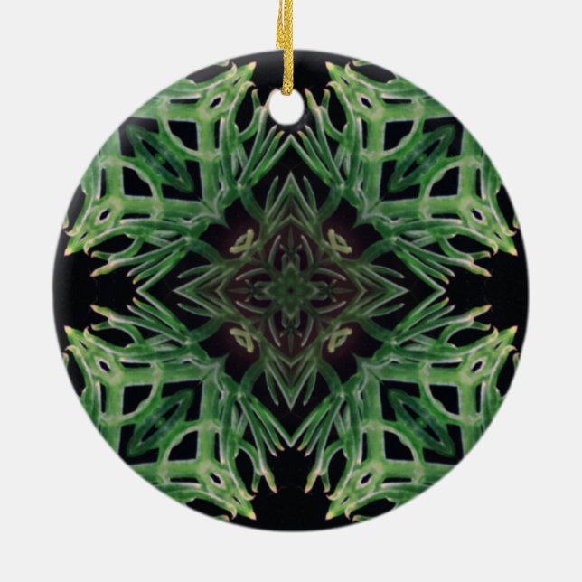 Plant Psychedelic Arts - Patterns - Green Plants - Ceramic Tree Decoration (Back)
