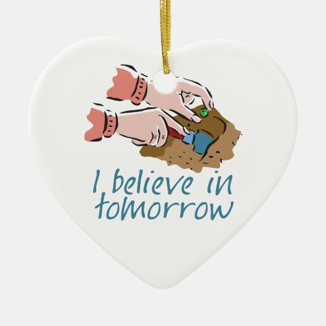 Plant Seeds Gardening Ceramic Tree Decoration (Front)