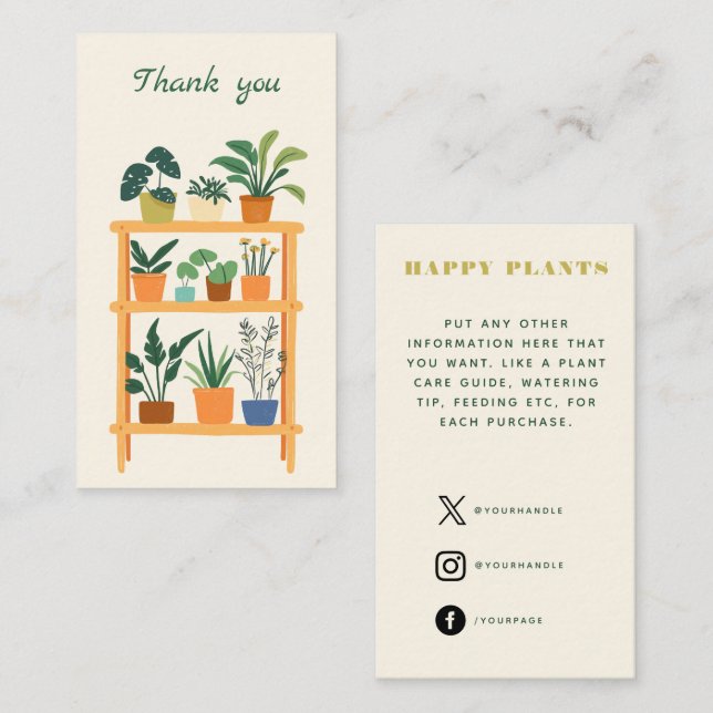 Plant Shop Thank You Insert Card (Front/Back)