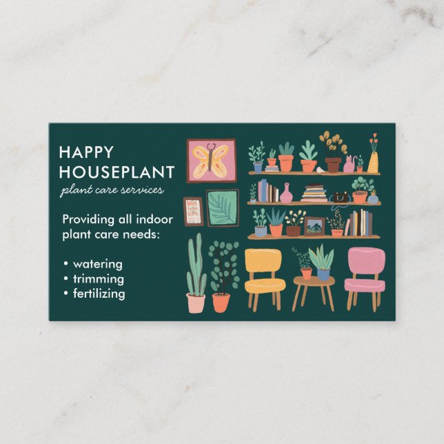 Plant Sitter Houseplant Plant Watering Housesittin Business Card (Front)