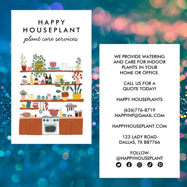 Plant Sitter Houseplant Plant Watering Housesittin Business Card (Plant Sitter Houseplant Plant Watering Housesitting Kitchen Cleaner Business Card
)