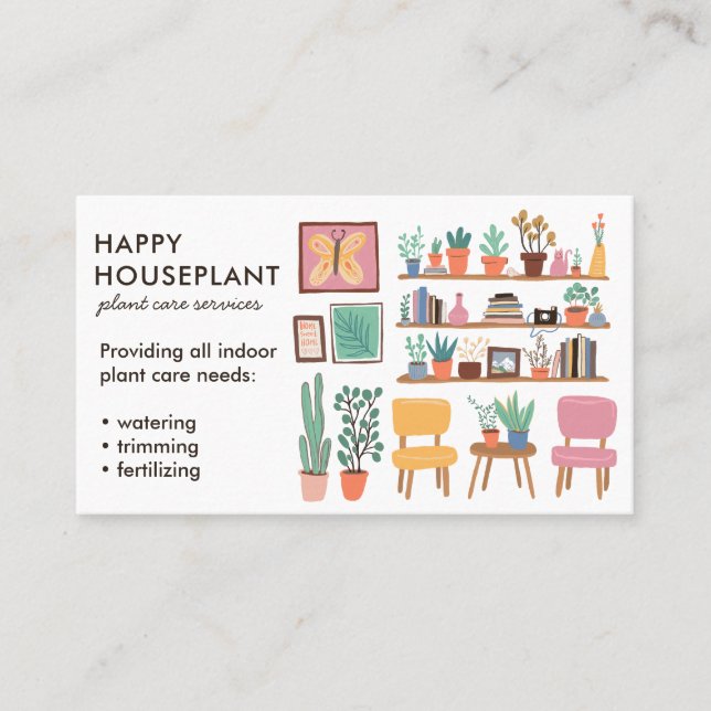 Plant Sitter Houseplant Plant Watering Housesittin Business Card (Front)