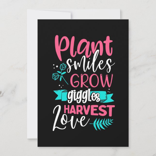 Plant Smiles Grow Giggles Love Invitation (Front)
