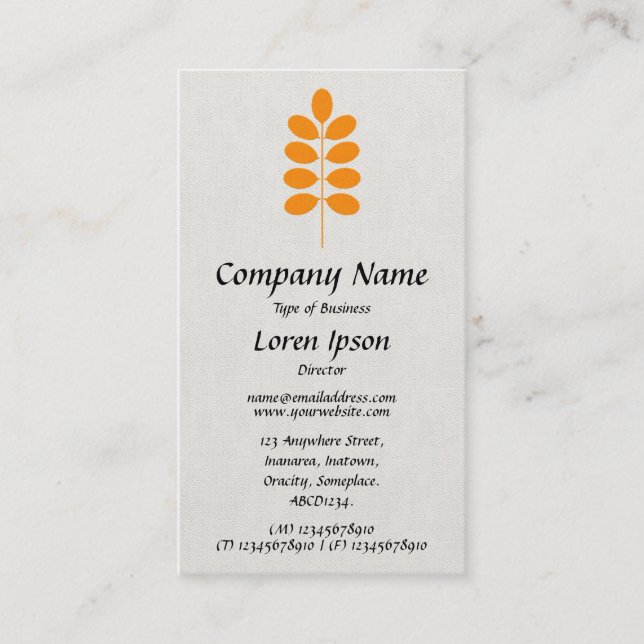 Plant Symbol - Orange on Canvas Business Card (Front)