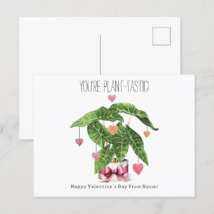 Plant-tastic Houseplant Pun Classroom Valentine  Postcard