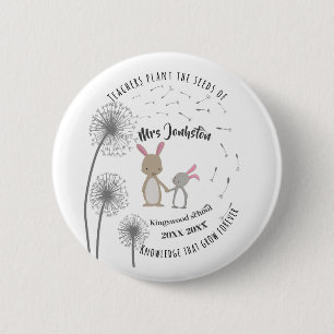 Plant the seed of knowledge Dandelion bunny rabbit 6 Cm Round Badge