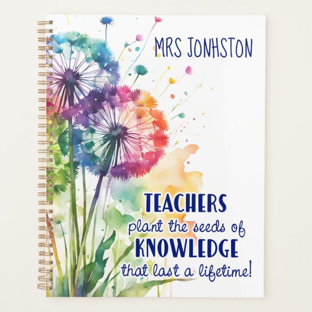 Plant the seed of knowledge Dandelion quote Planner (Front)