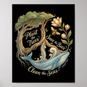 Plant the trees save the bees peace sign earth day