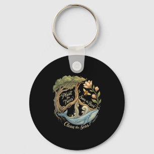 Plant the trees save the bees peace sign earth day key ring